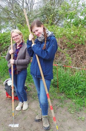 Zwiebeln von Unkraut beseitigen zusammen mit FÖJlerin Johanna. (Foto: Marie Heinke) 