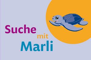 Suchbild mit Meeresschildkröte Marli im MEERESMUSEUM (Grafik: Deutsches Meeresmuseum)